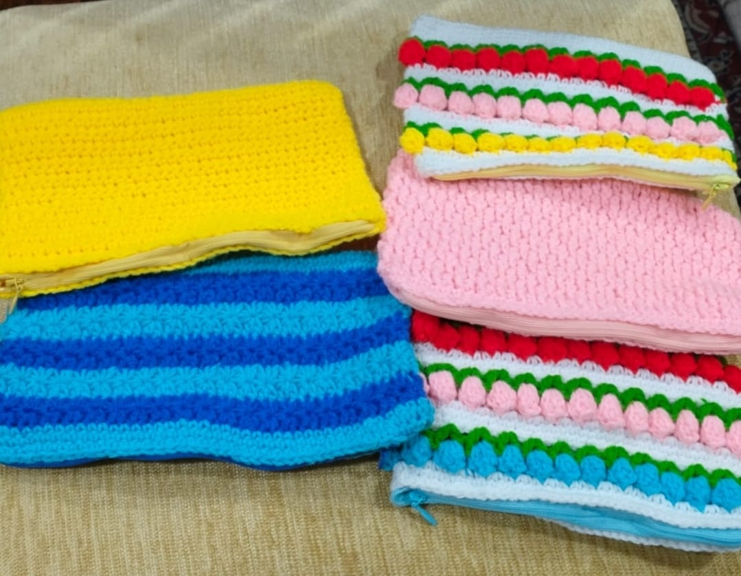 Colourful pouch — a handcrafted crocheted pouch