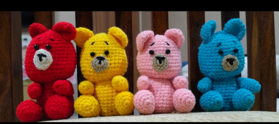 Teddy Bears — a set of handcrafted crocheted teddy bears